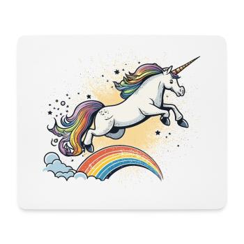 Cavalier arc-en-ciel - Tapis de souris (format paysage) - blanc - Devant