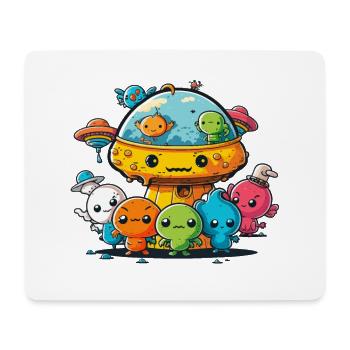 Weltraum-Freunde - Mousepad (Querformat) - Weiß - Vorne
