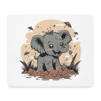 Verspielter Elefant - Mousepad (Querformat) - Weiß - Vorne