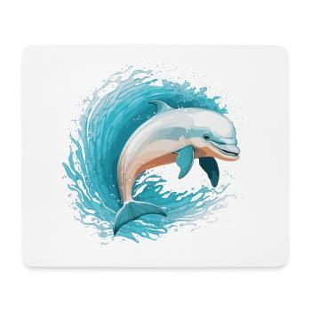 Verspielter Delfin - Mousepad (Querformat) - Weiß - Vorne