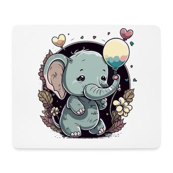 Bébé éléphant amour - Tapis de souris (format paysage) - blanc - Devant