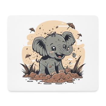 Verspielter Elefant - Mousepad (Querformat) - Weiß - Vorne