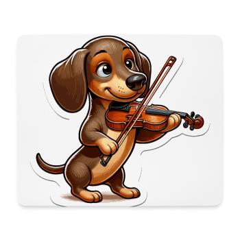 Teckel mignon jouant du violon - Tapis de souris (format paysage) - blanc - Devant