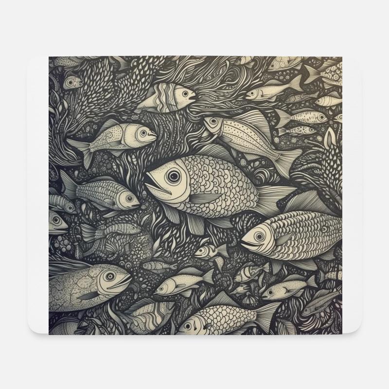 Lachende Fische - Mousepad (Querformat) - Weiß