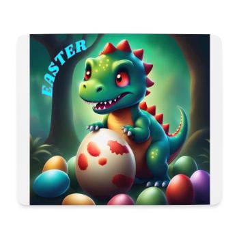 Cute Dinosaur Red Eyes Easter - Mouse Pad (horizontal) - white - Front