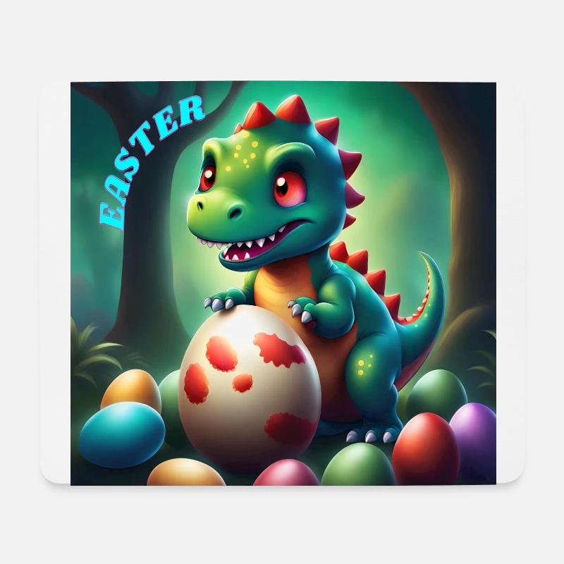 Niedliche Dinosaurier rote Augen Ostern - Mousepad (Querformat) - Weiß