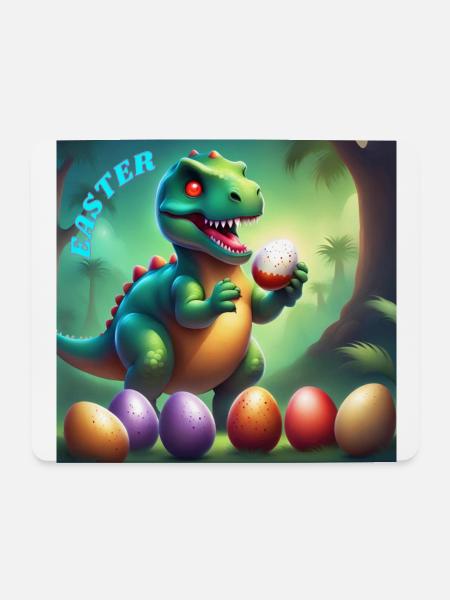 Adorable Dinosaur Red Eyes Easter - Mouse Pad (horizontal) - white