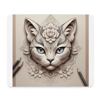 Purrrfect Profil - Mousepad (Querformat) - Weiß - Vorne