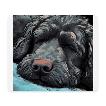 Sleeping Black Golden Doodle - Mouse Pad (horizontal) - white - Front
