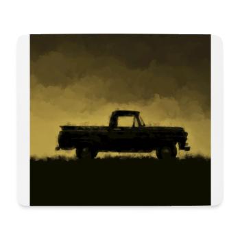 Silhouette de camionnette à l’horizon - Tapis de souris (format paysage) - blanc - Devant
