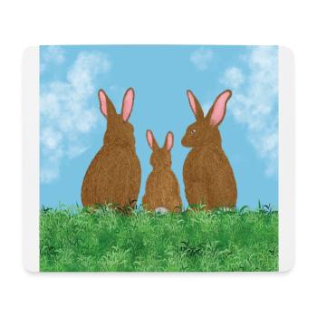 Famille de lapins - Tapis de souris (format paysage) - blanc - Devant