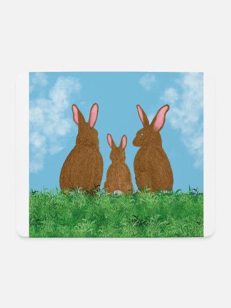 Hasenfamilie - Mousepad (Querformat) - Weiß