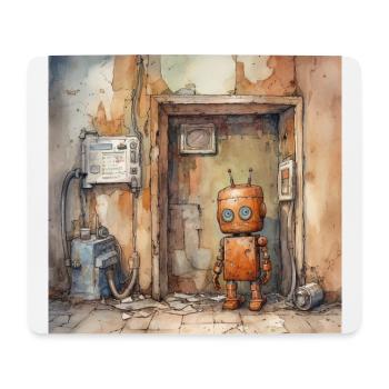 Vieux robots abandonnés rouillés - Tapis de souris (format paysage) - blanc - Devant