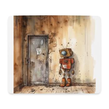 Alter rostiger verlassener Roboter 4 - Mousepad (Querformat) - Weiß - Vorne