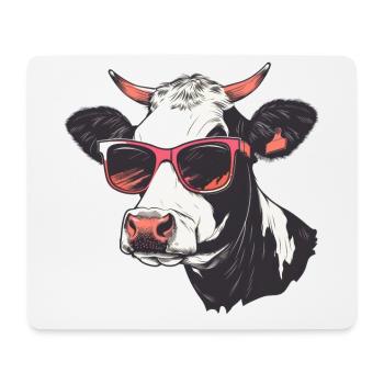 Kuh Sonnenbrille - Mousepad (Querformat) - Weiß - Vorne
