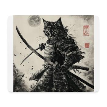 Katze Samurai Japan Ukiyo-E - Mousepad (Querformat) - Weiß - Vorne
