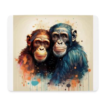 Chimpanzés amoureux - Tapis de souris (format paysage) - blanc - Devant