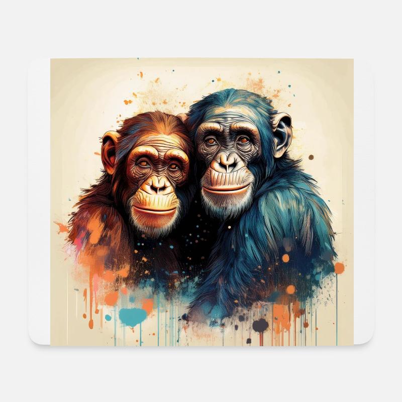 Verliebte Chimpansen - Mousepad (Querformat) - Weiß