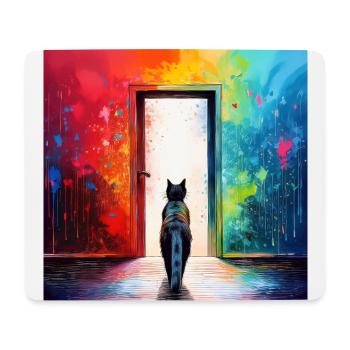 Eine Katze vor einer Tür aus Glas - Mousepad (Querformat) - Weiß - Vorne