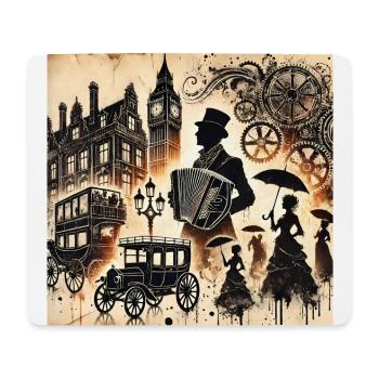 Der Londoner Akkordeonist Steampunk Melodies - Mousepad (Querformat) - Weiß - Vorne