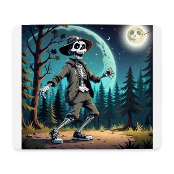 Squelette Mystérieux en Chapeau et Veste - Tapis de souris (format paysage) - blanc - Devant