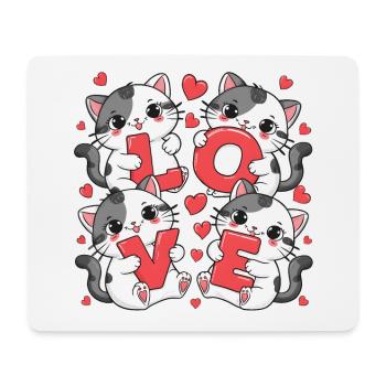 AMOUR Chats - Tapis de souris (format paysage) - blanc - Devant