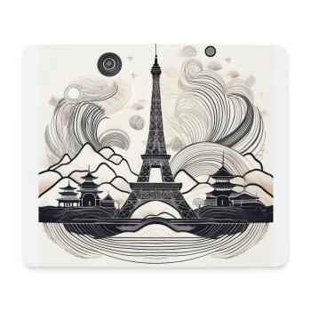 Eiffel Tower & Pagoda Fusion Art - Mouse Pad (horizontal) - white - Front