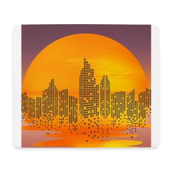 Cityscape at Sunset – Urban Silhouette Art - Mouse Pad (horizontal) - white - Front