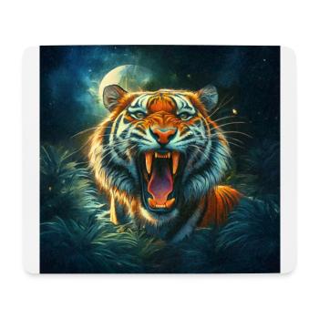 Brüllender Tiger Mondschein-Dschungel - Mousepad (Querformat) - Weiß - Vorne
