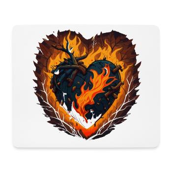 Brennend vor Liebe: Ein feuriges Herz im Cartoon-Design - Mousepad (Querformat) - Weiß - Vorne