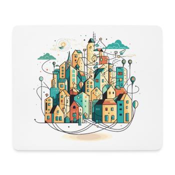 Cityscape Connections: Ein stilisiertes Bild von Interco - Mousepad (Querformat) - Weiß - Vorne