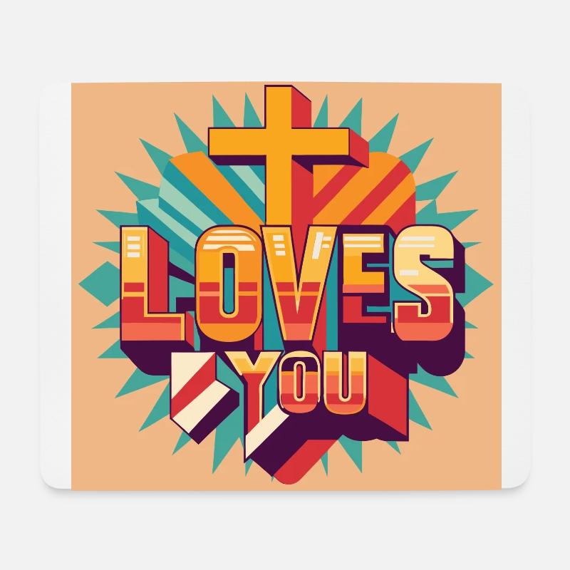Jesus liebt dich - Mousepad (Querformat) - Weiß