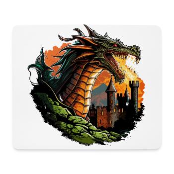 Fiery Majesty: Fierce Dragon Illustration - Mouse Pad (horizontal) - white - Front