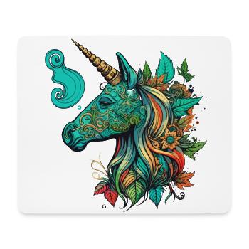 Psychedelic Unicorn : une fusion magique de cannabis - Tapis de souris (format paysage) - blanc - Devant