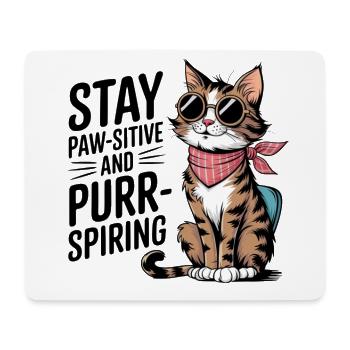Pawsitive Vibes Only T-Shirt, Cat Lover T-Shirt - Mouse Pad (horizontal) - white - Front