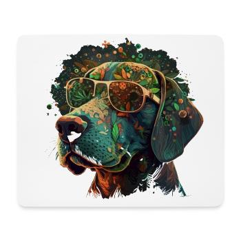 Trippy Tails: Ein cooler Weed-Head-Hund mit Psychedeli - Mousepad (Querformat) - Weiß - Vorne