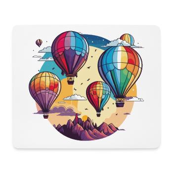 Skys Symphony: Vibrant Hot Air Balloons Soaring Th - Mouse Pad (horizontal) - white - Front