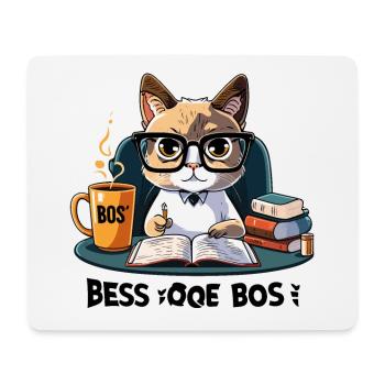 Coffee Break Tales: Eine skurrile Katze am Schreibtisch - Mousepad (Querformat) - Weiß - Vorne
