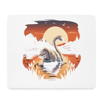 Tranquil Beauty: A Captivating Swan on a Serene La - Mouse Pad (horizontal) - white - Front