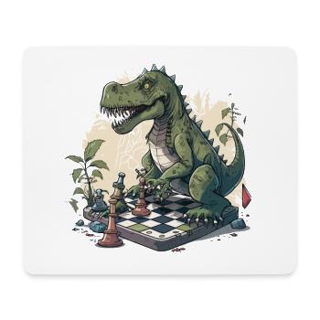 Le T-Rex, féru d’échecs : un dessin animé amusant - Tapis de souris (format paysage) - blanc - Devant
