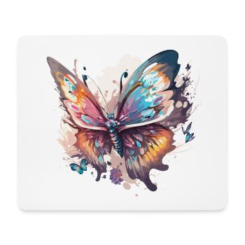 Tanz der Natur: Bunter Schmetterling, der flattert - Mousepad (Querformat) - Weiß - Vorne