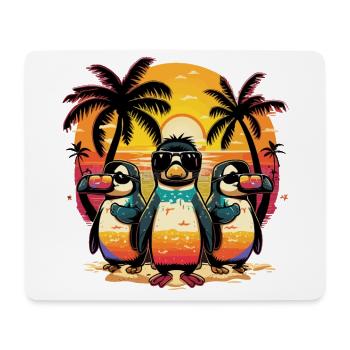 Tropical Vibes: Bunte Hawaii-Pinguine - Mousepad (Querformat) - Weiß - Vorne