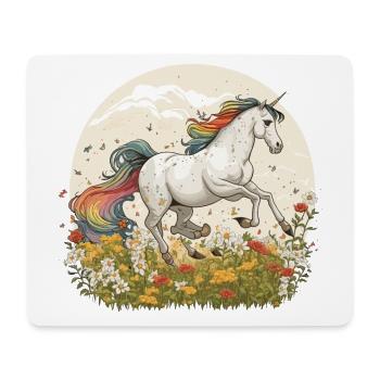 Enchanted Journey: Magisches Einhorn galoppiert durch - Mousepad (Querformat) - Weiß - Vorne