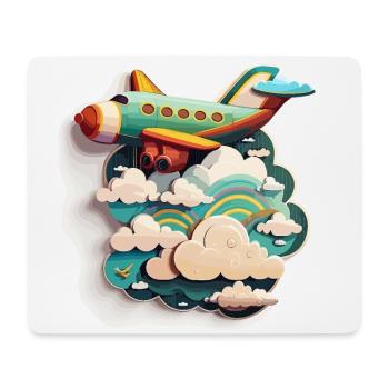 Boundless Horizons: Eine Luftaufnahme eines Flugzeugs - Mousepad (Querformat) - Weiß - Vorne