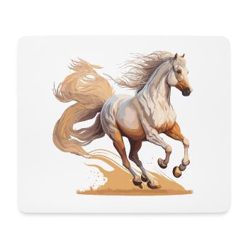 Majestätischer Galopp: Eine atemberaubende Darstellung eines Pferdes G - Mousepad (Querformat) - Weiß - Vorne