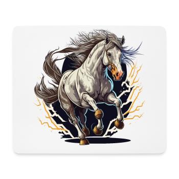 Majestueux et puissant : le cheval se cabre avec une force - Tapis de souris (format paysage) - blanc - Devant