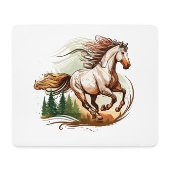 Reiten Sie mit dem Wind: Ein majestätisches Pferd in Bewegung - Mousepad (Querformat) - Weiß - Vorne
