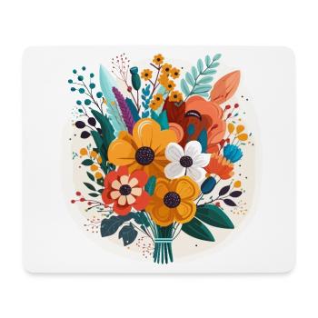 Strahlende Blüten: ein bunter Strauß aus leuchtendem Pe - Mousepad (Querformat) - Weiß - Vorne