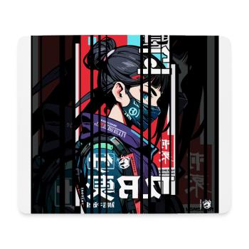 Ver.2 - Cyborg Japan rouge bleu kanji - Tapis de souris (format paysage) - blanc - Devant