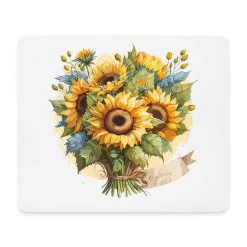 Sérénade de tournesol : un bouquet d’aquarelle - Tapis de souris (format paysage) - blanc - Devant